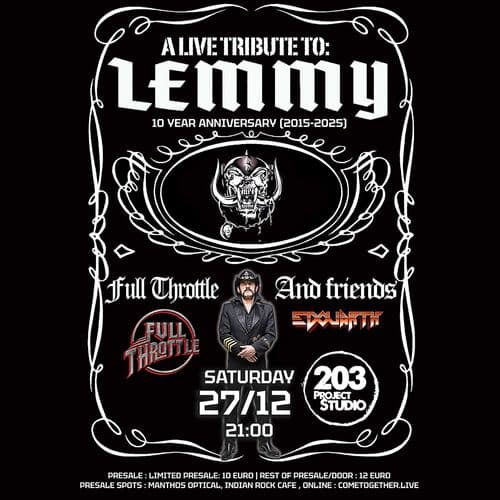 MOTORHEAD : a Live Tribute by FULL THROTTLE + EDOUARTH , STUDIO 203 27/12/25